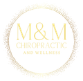 A gold logo for m & m chiropractic and wellness