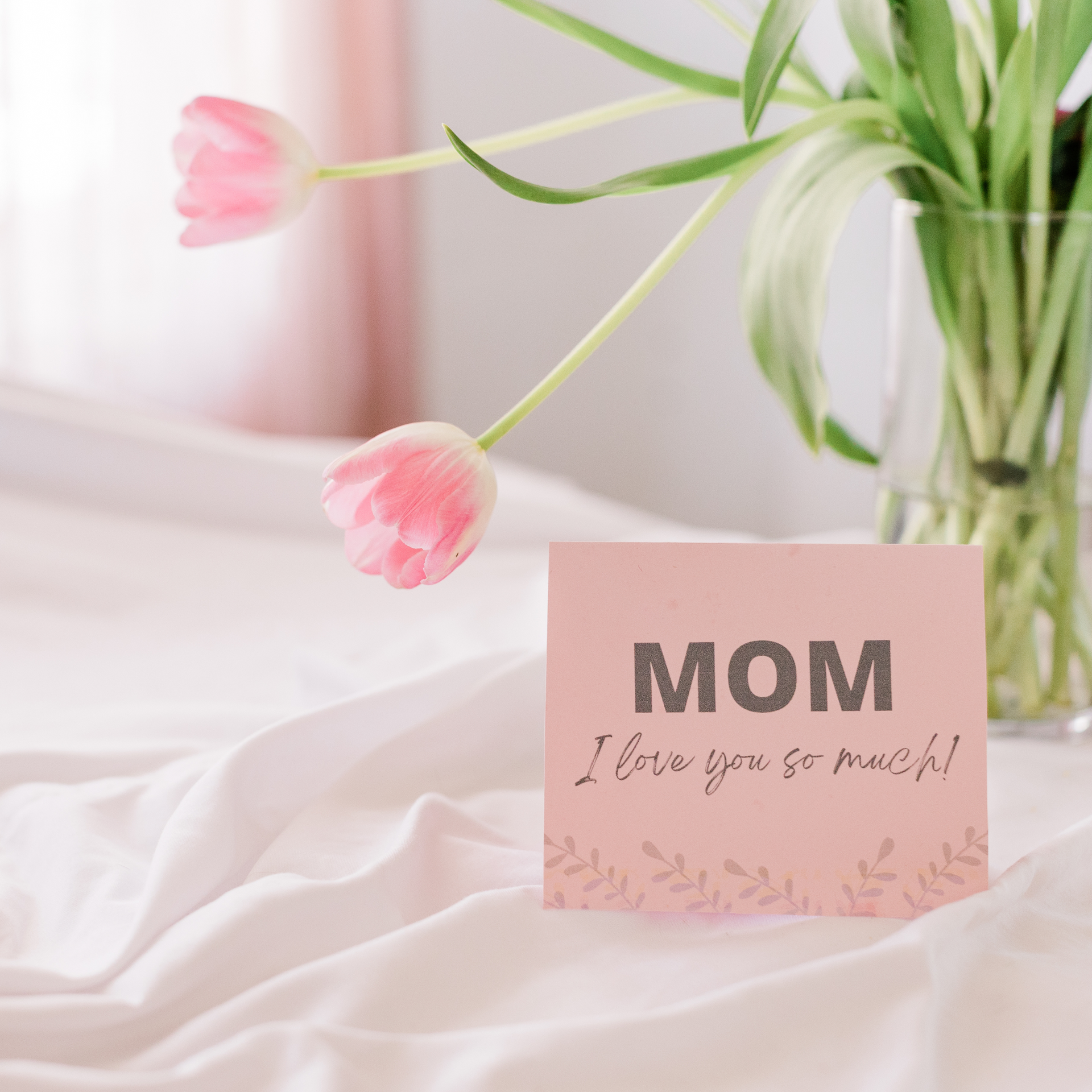 A pink card with