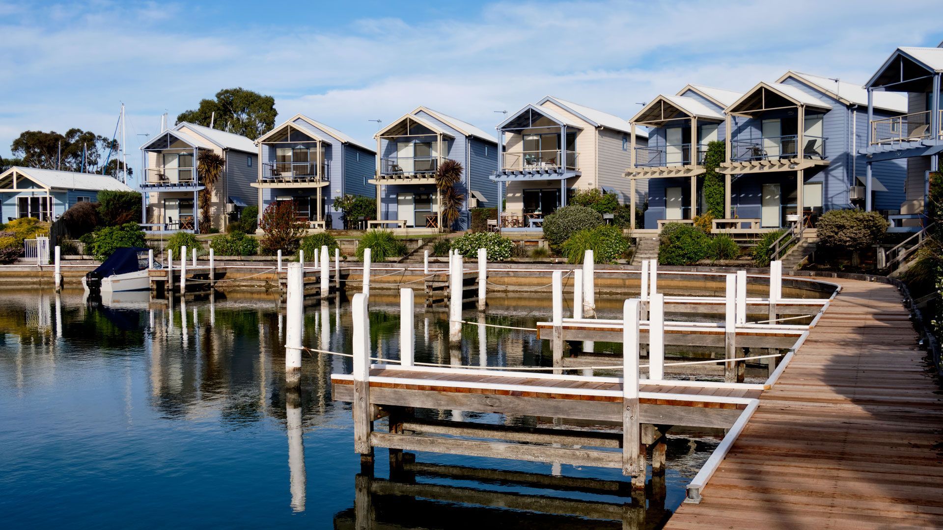 Backyard landscape design with pool in Williamstown