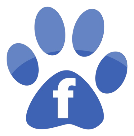 Blue paw print with Facebook logo.