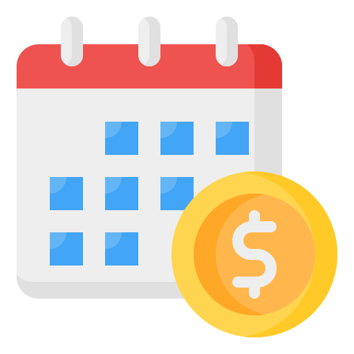 A calendar with a dollar coin next to it.