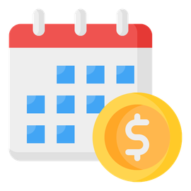 A calendar with a dollar coin next to it.