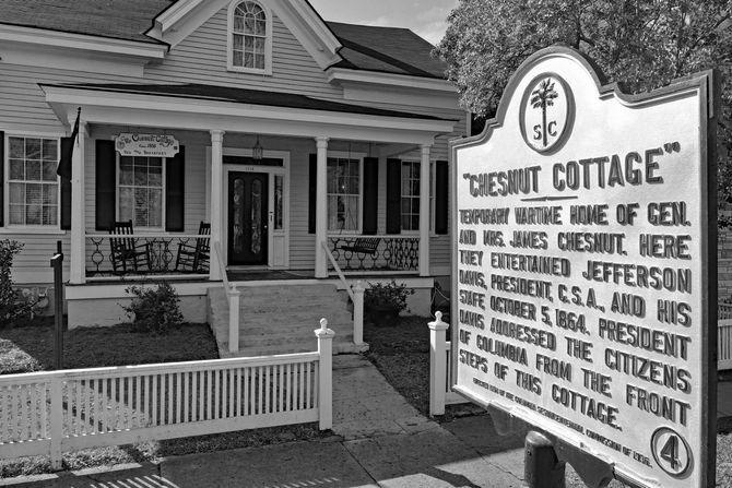 A black and white photo of the chestnut cottage