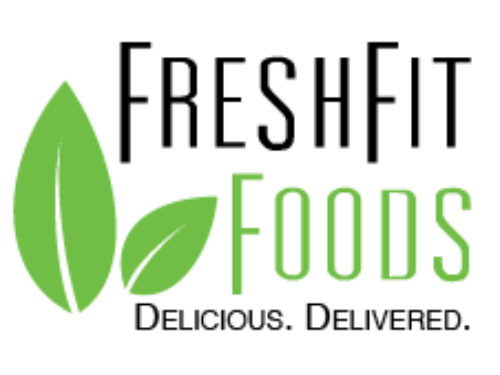 A logo for freshfit foods which is delicious delivered