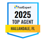 A badge that says `` fast expert 2025 top agent hallandale , fl ''.