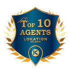A blue shield with the words `` top 10 agents location '' written on it.