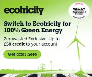 An advertisement for ecotricity that says switch to ecotricity for 100% green energy and £50 credit to your account