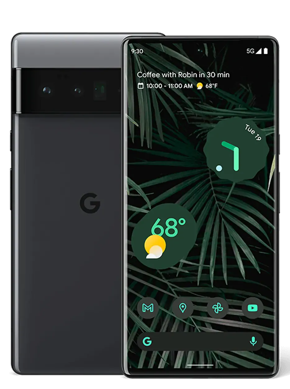 The front and back of a google pixel 6 pro smartphone.