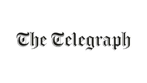 The logo for the telegraph newspaper is black and white.