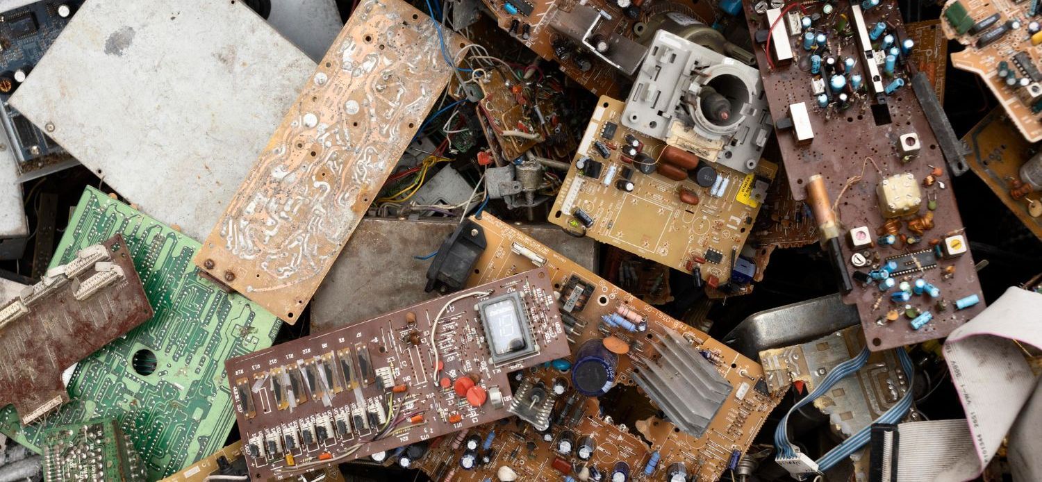 a pile of electronic components