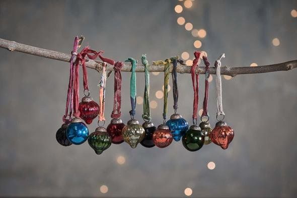 fairtrade coloured glass christmas baubles