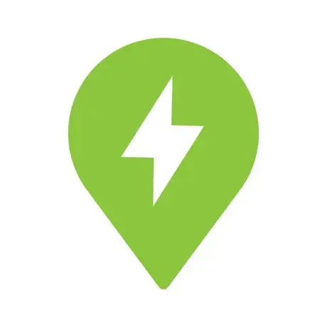 A white lightning bolt in a red circle on a red background