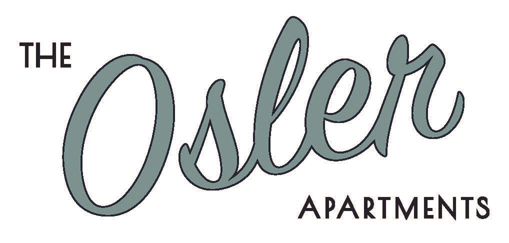 Logo for The Osler Apartments, featuring the word "Osler" in a grey, stylized script font with "APARTMENTS" below.