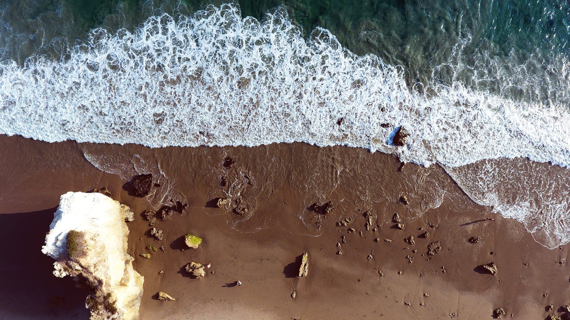 drone beach shoreline shot straight down