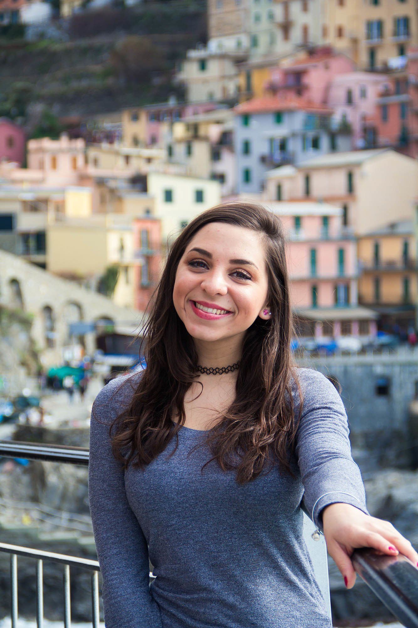 girl with city view in back