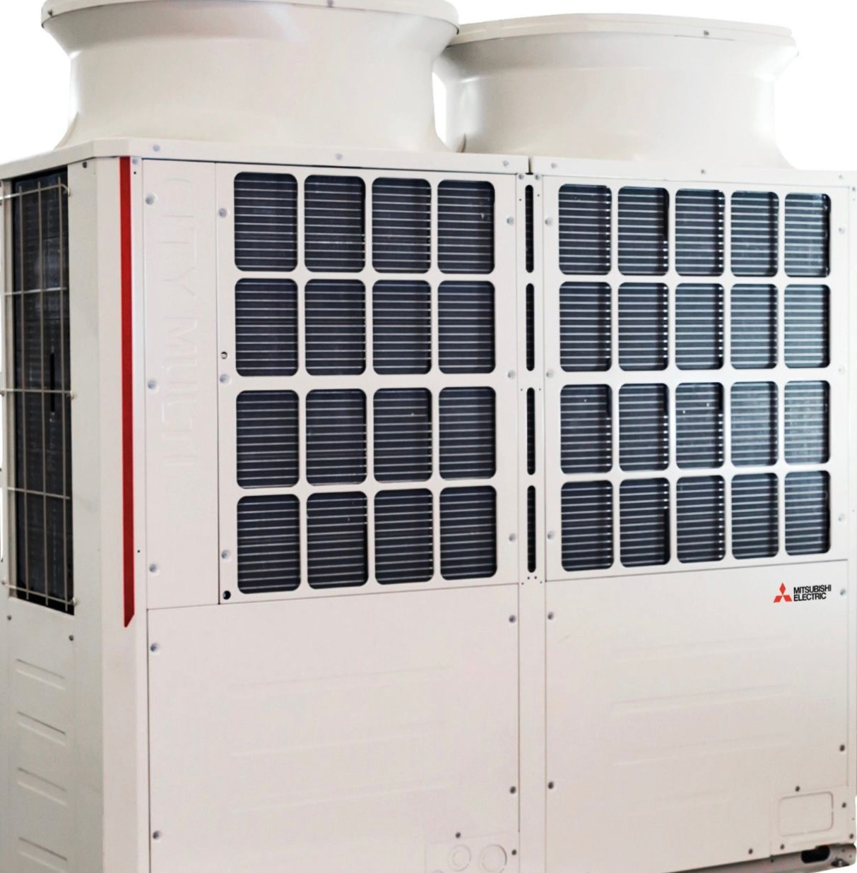 Mitsubishi industrial air conditioning units outdoors.
