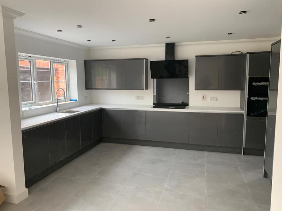 Grey kitchen cupboards