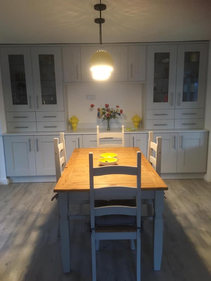Grey dining table and chairs
