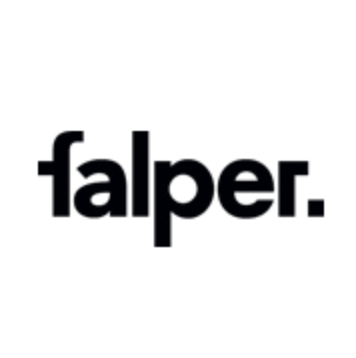 Un logo noir et blanc pour falper sur fond blanc