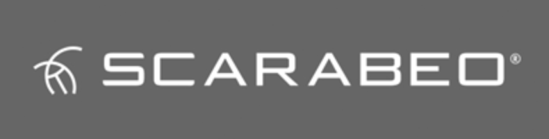 Un logo scarabeo blanc sur fond gris