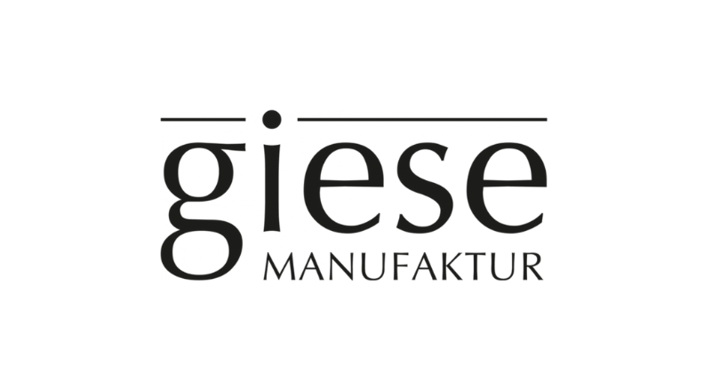 Un logo noir et blanc pour giese manufaktur sur fond blanc.