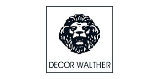 Un logo noir et blanc pour decor walther avec une tête de lion.