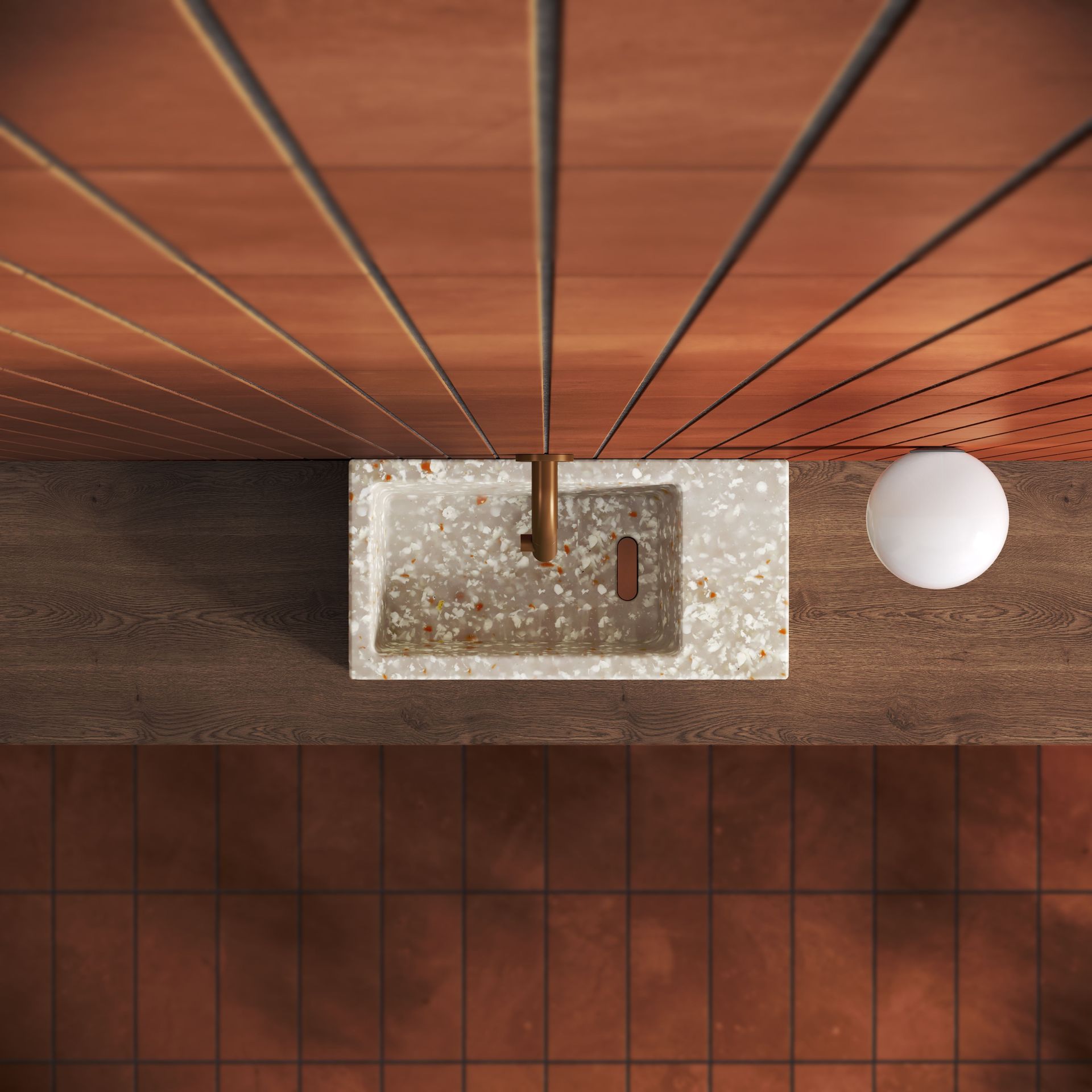 Lave main Flush 3 Ecorazzo, en matière 100 % recyclée, marque CLOU, lave mains terrazzo 
