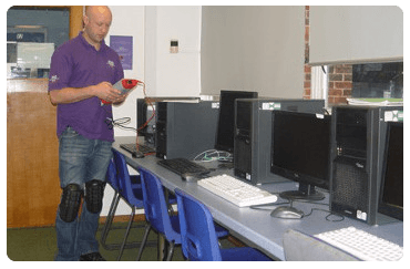 PAT testing being carried out on IT equipment