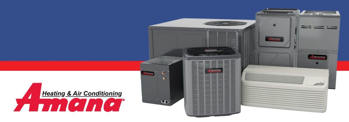 An advertisement for amana heating and air conditioning