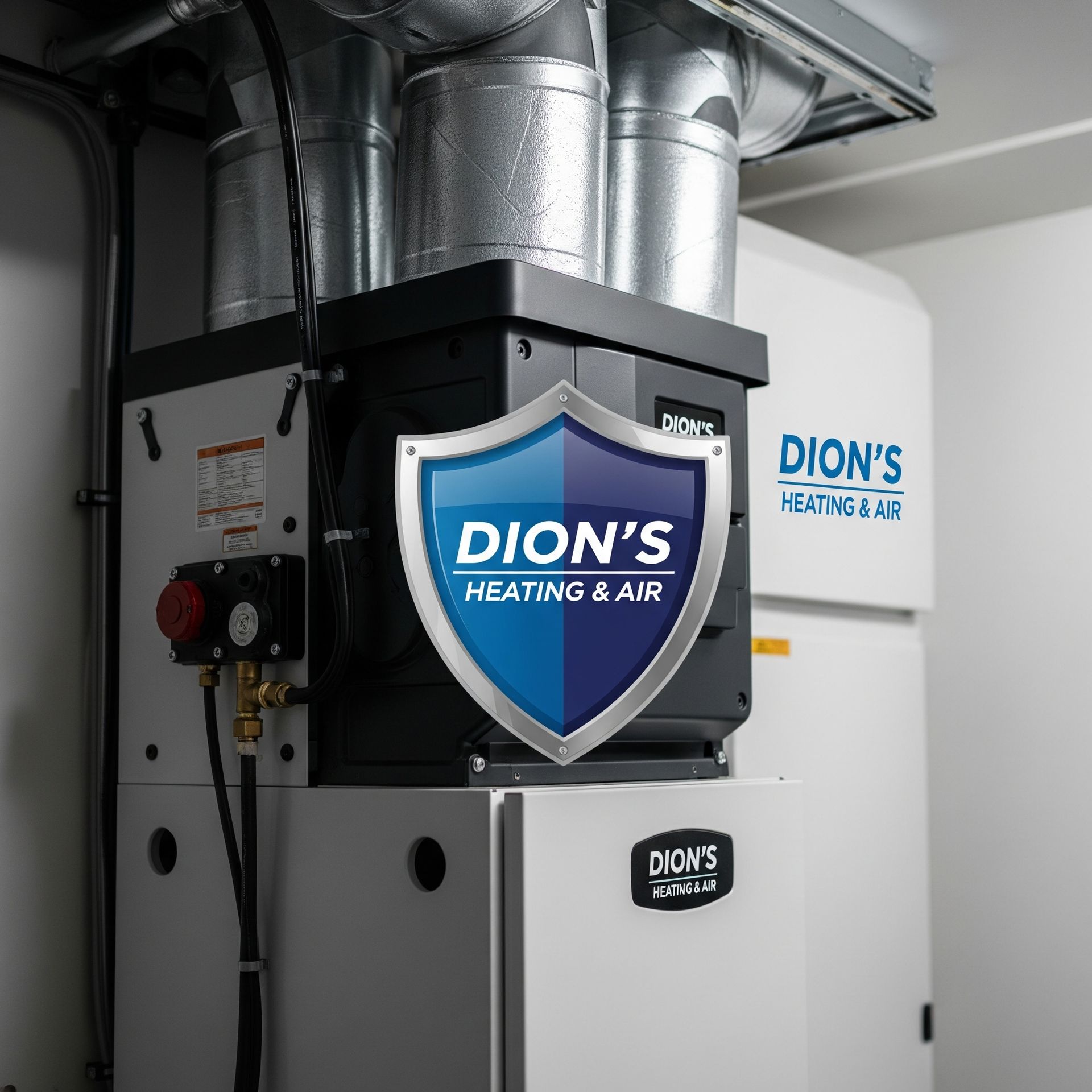 A dion 's heating and air logo is on a machine