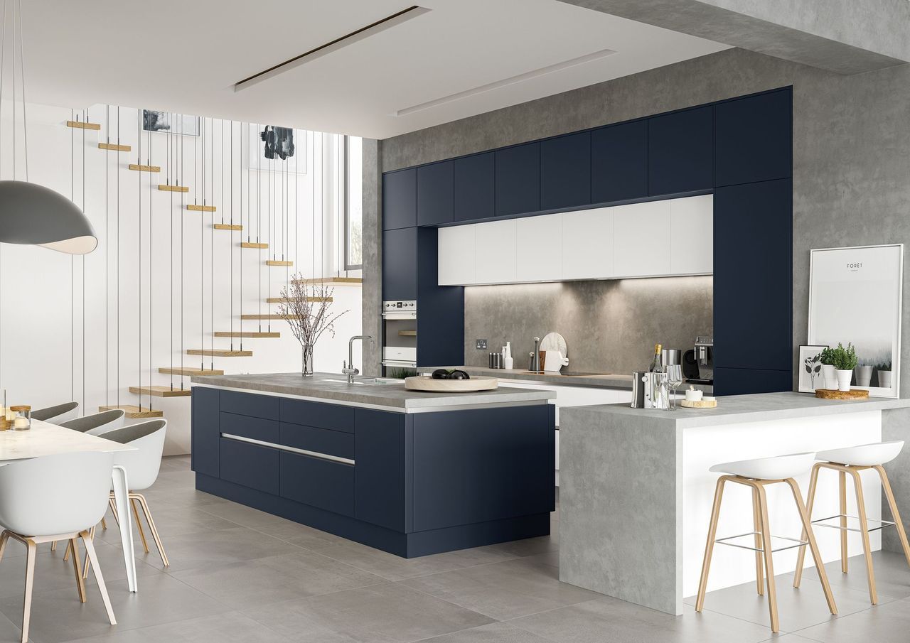 Zola Soft-Matte Kitchen Collection - Indigo & White