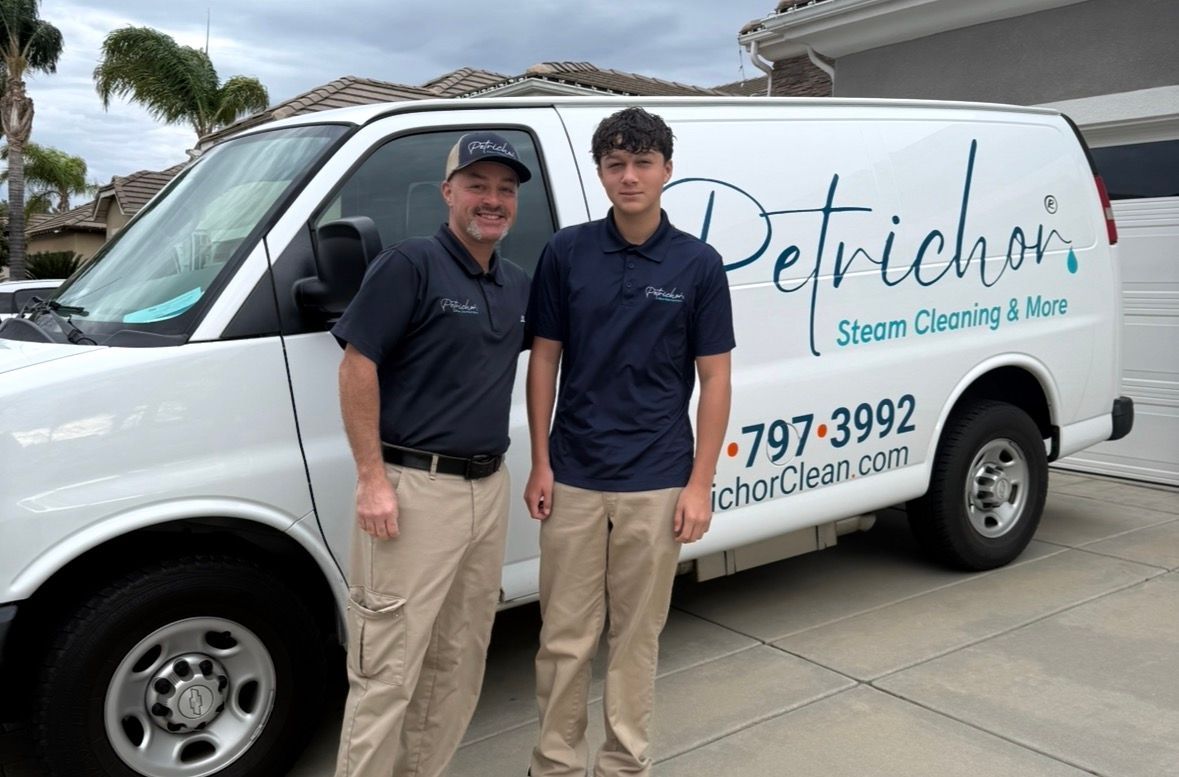 Joe Torrez working hard at cleaning stairs in Yucaipa CA