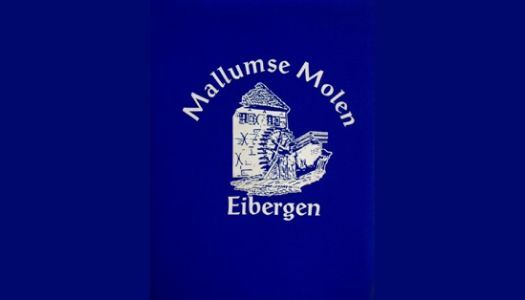 Een blauwe achtergrond met een logo voor mallumse molen eibergen