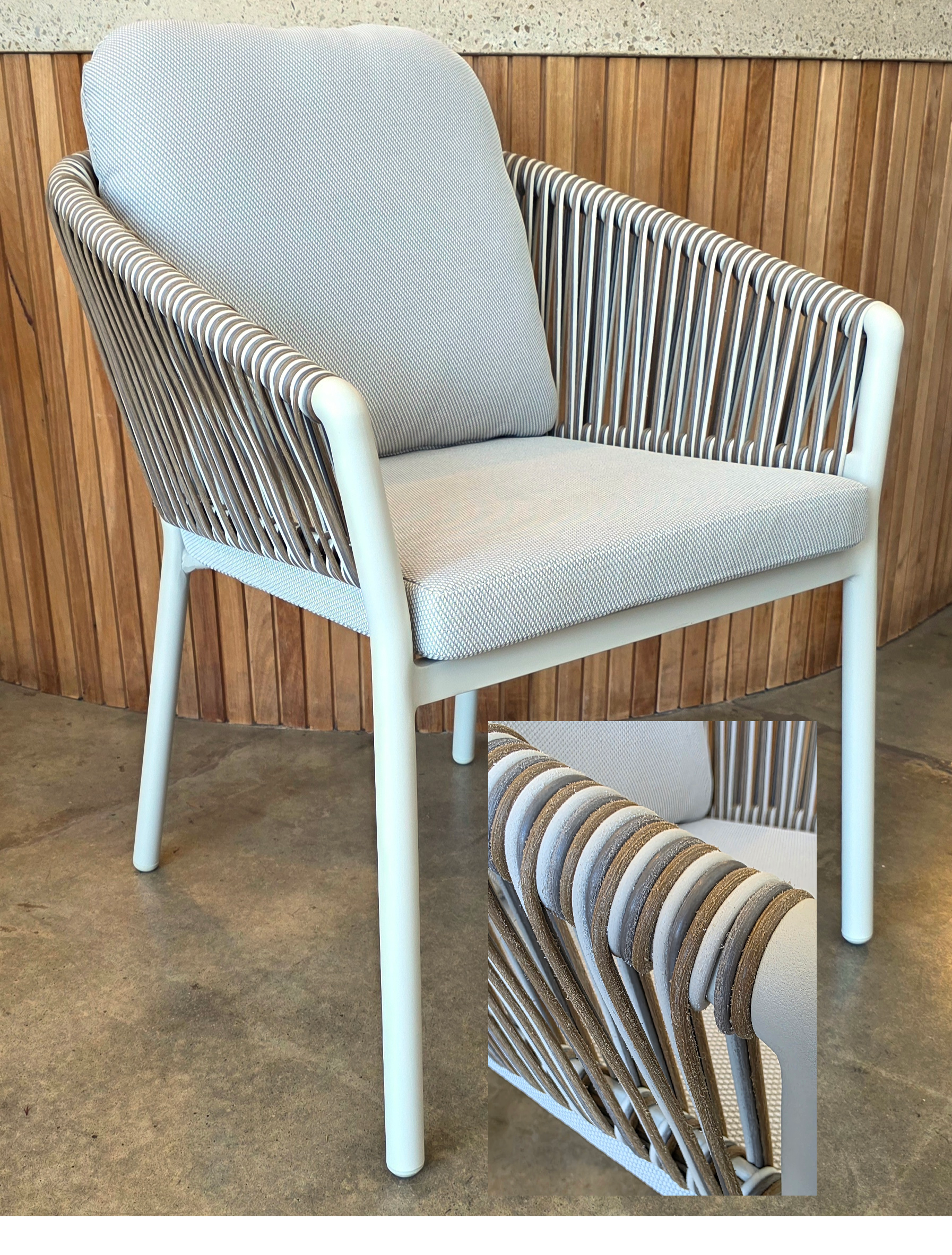 Augusta dining chair, tub chair, wicker dining chair, the outdoor scene, somerton park sa