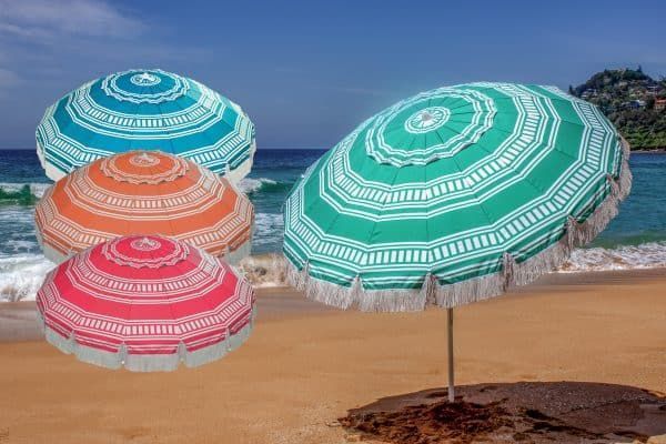 Bronte, Somerton Park, The Outdoor Scene, beach shade, beach umbrella, stay cool at the beach, beach umbrella with fringe