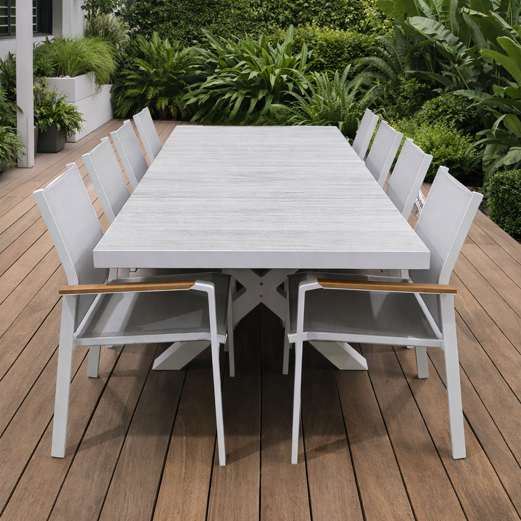 9pce Extension outdoor setting, ceramic tile extension table, stone outdoor table, the outdoor scene, somerton park sa