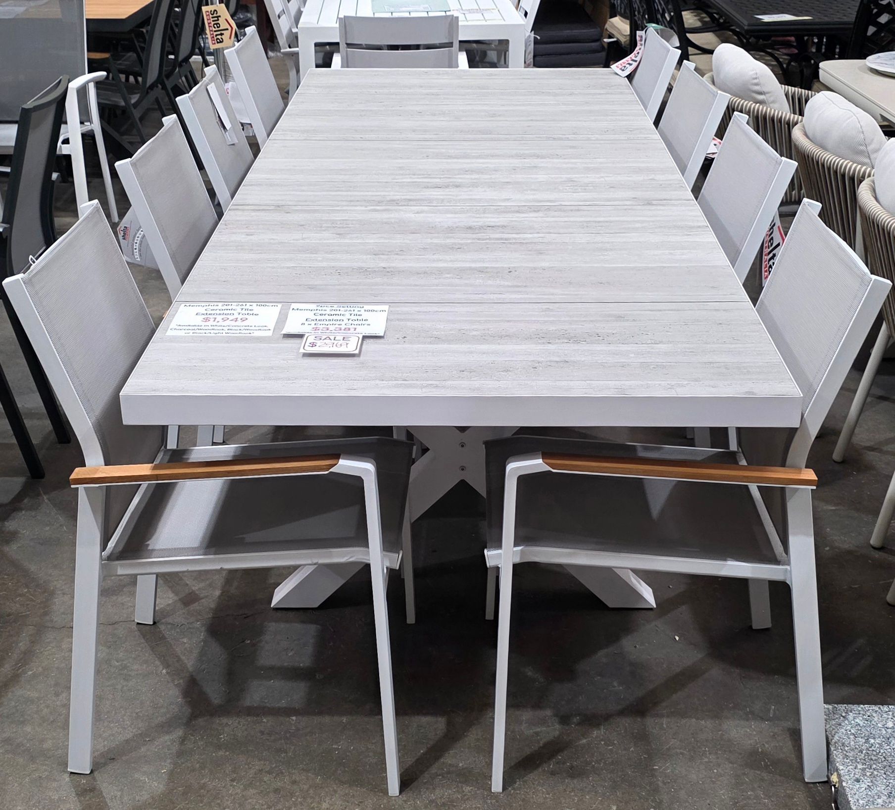 9pce Extension outdoor setting, ceramic tile extension table, stone outdoor table, the outdoor scene, somerton park sa