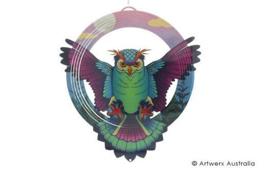 Midnight Owl wind spinner, stainless steel wind spinner, artwerx wind spinner, the outdoor scene, somerton park sa
