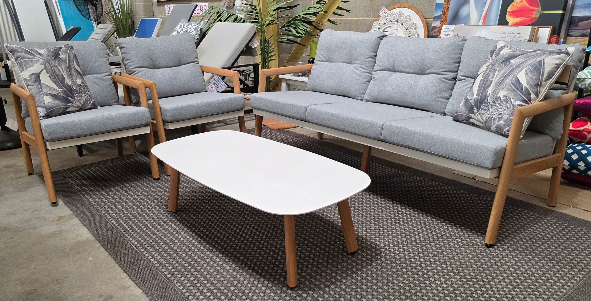 Yarra Valley 5pce Sofa Setting, aluminium sofa setting, wood look sofa setting, the outdoor scene, somerton park sa