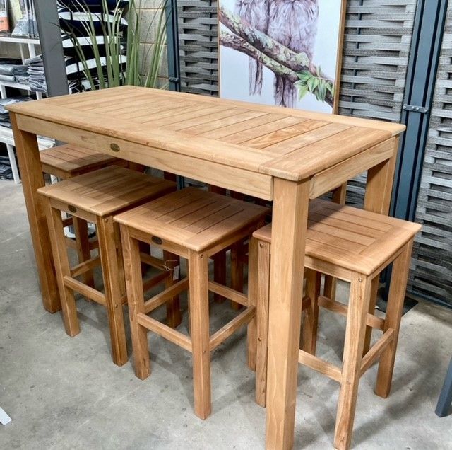 Bar Type Wood Table And Chairs Set — Somerton Park, SA — The Outdoor Scene