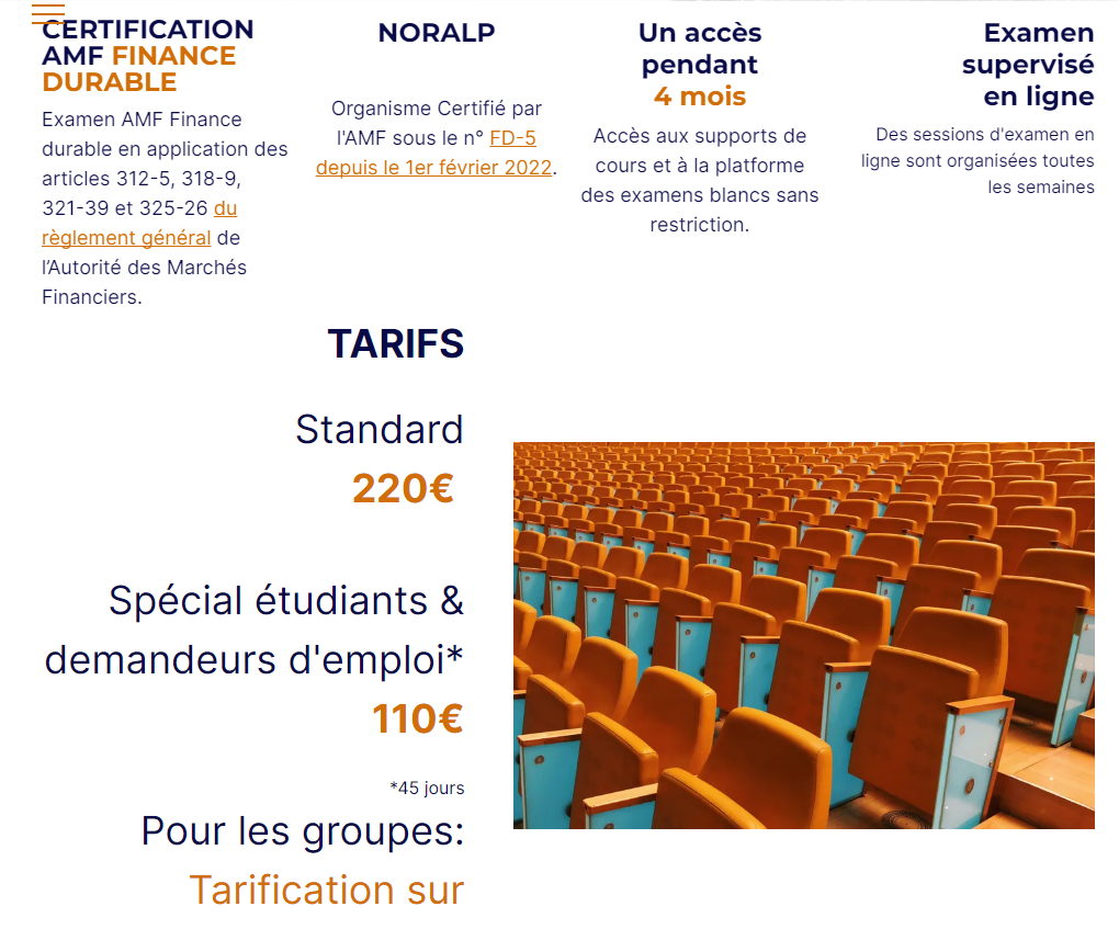 NORALP : Examen Certifié AMF Finance Durable En Ligne