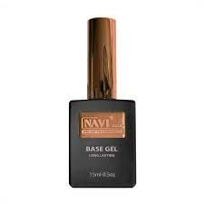 Botella de esmalte de uñas en gel base de lujo Black Navi con tapa de bronce.