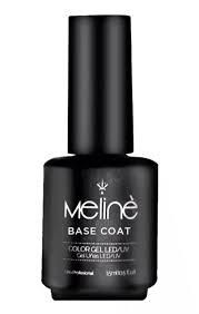 Botella negra de gel base Meline para uñas.