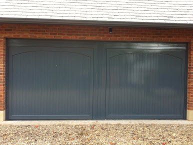 double grey garage door