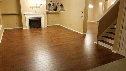 Newly installed hardwood flooring in living area - flooring contractors in Jacksonville, FL