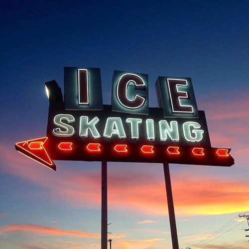ICE SKATING SIGN - One of our ice skating classes near Riverside, CA