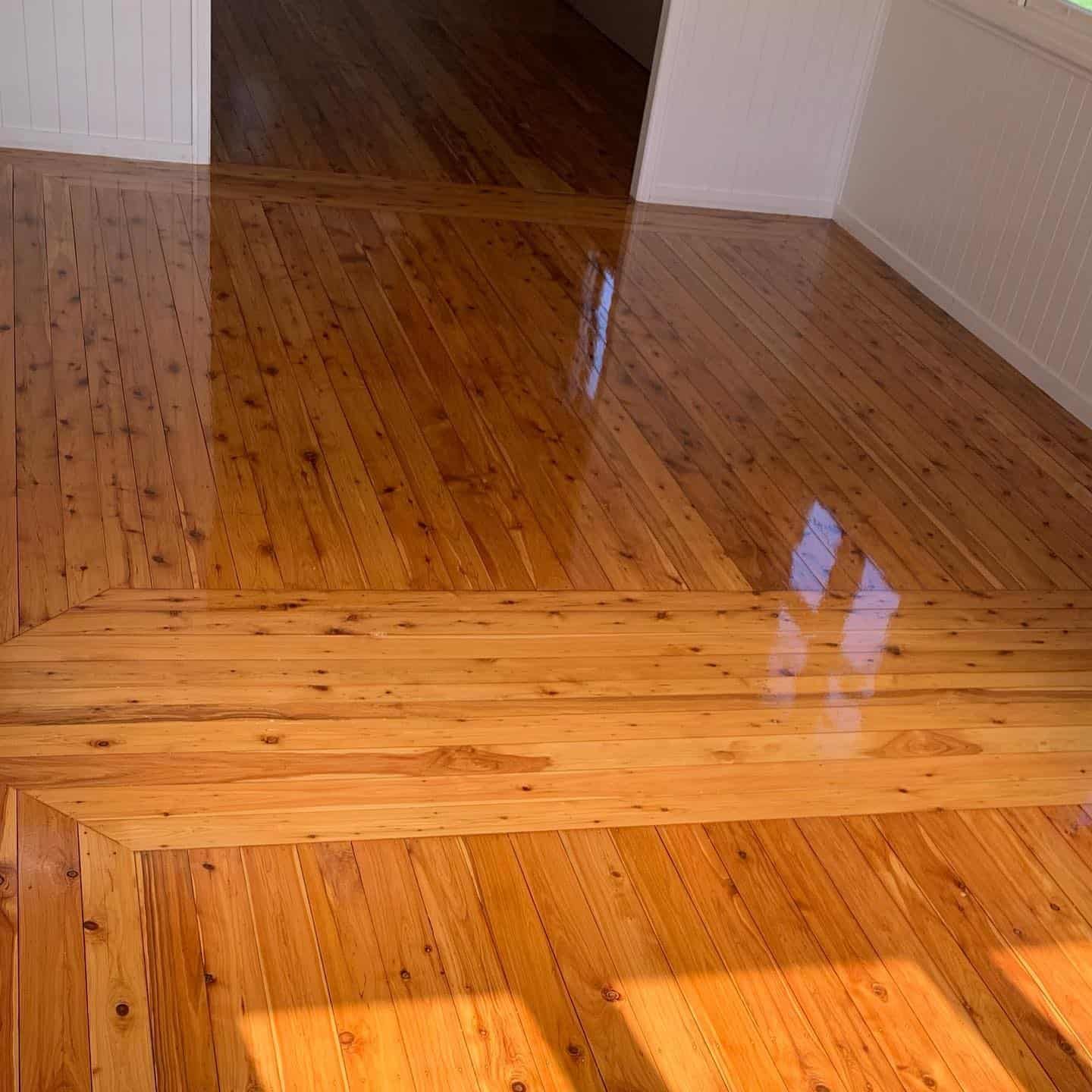 Fresh Coated Floor Having a Reflection of Window — Floor Sanding in Kearneys Spring, QLD