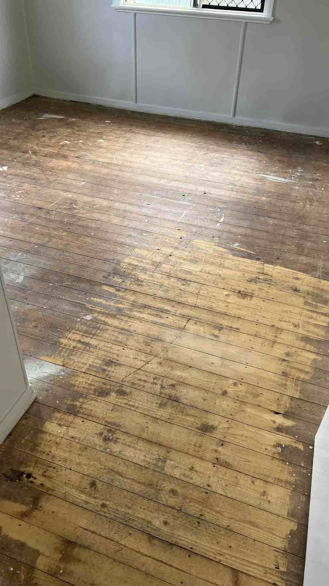 Expired Floor in Process of Floor Restoration — Floor Sanding in Kearneys Spring, QLD