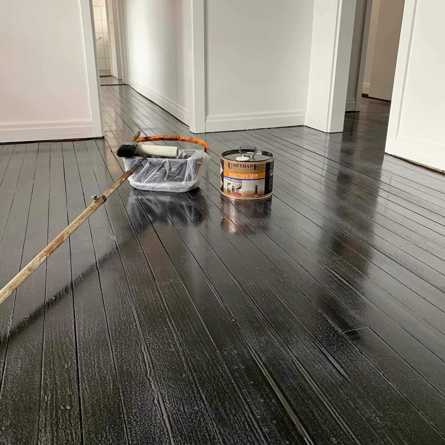 Painting Brush and Other Equipments with Urethane Floor Stain — Floor Sanding in Kearneys Spring, QLD