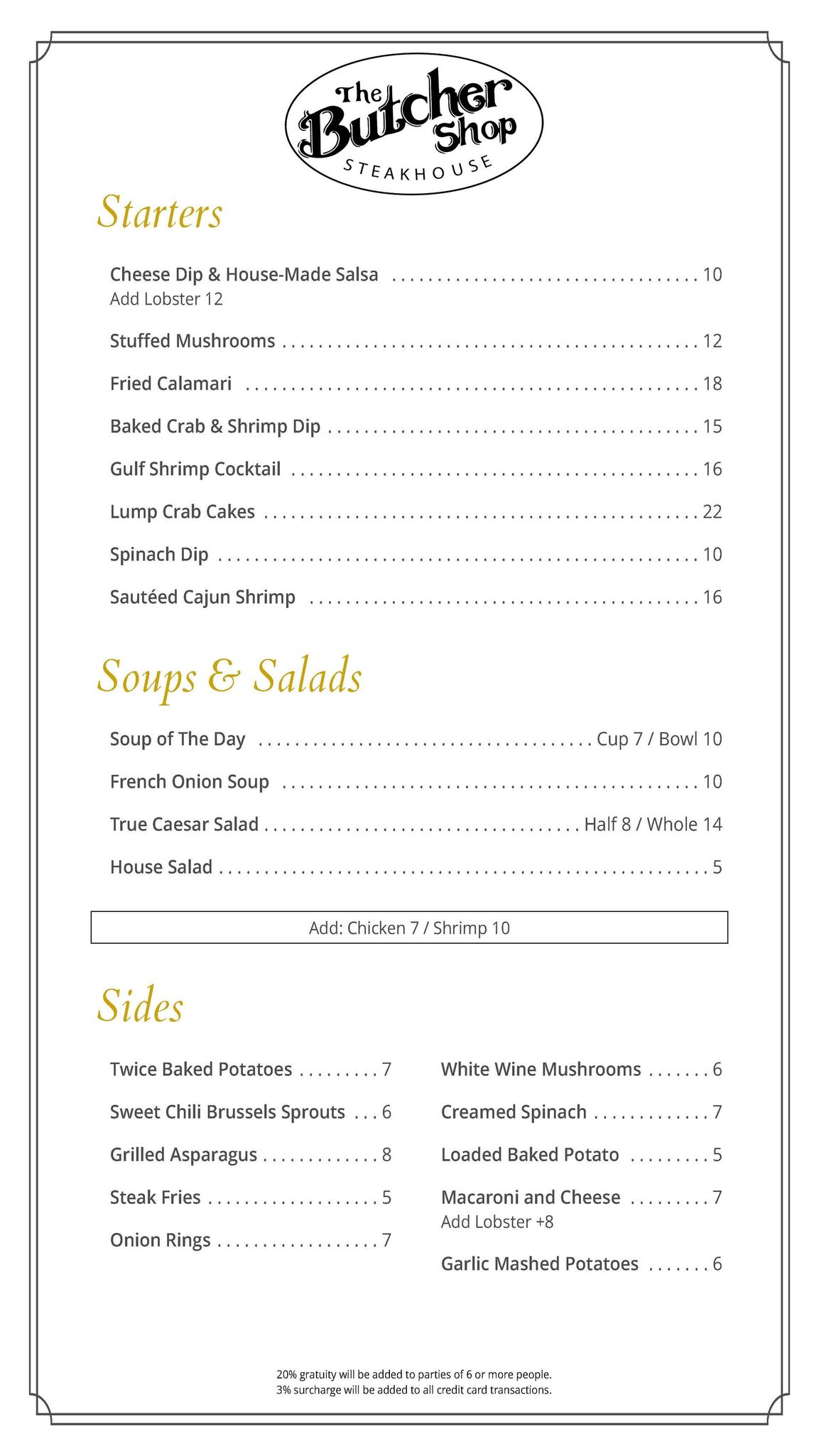 Menu from 